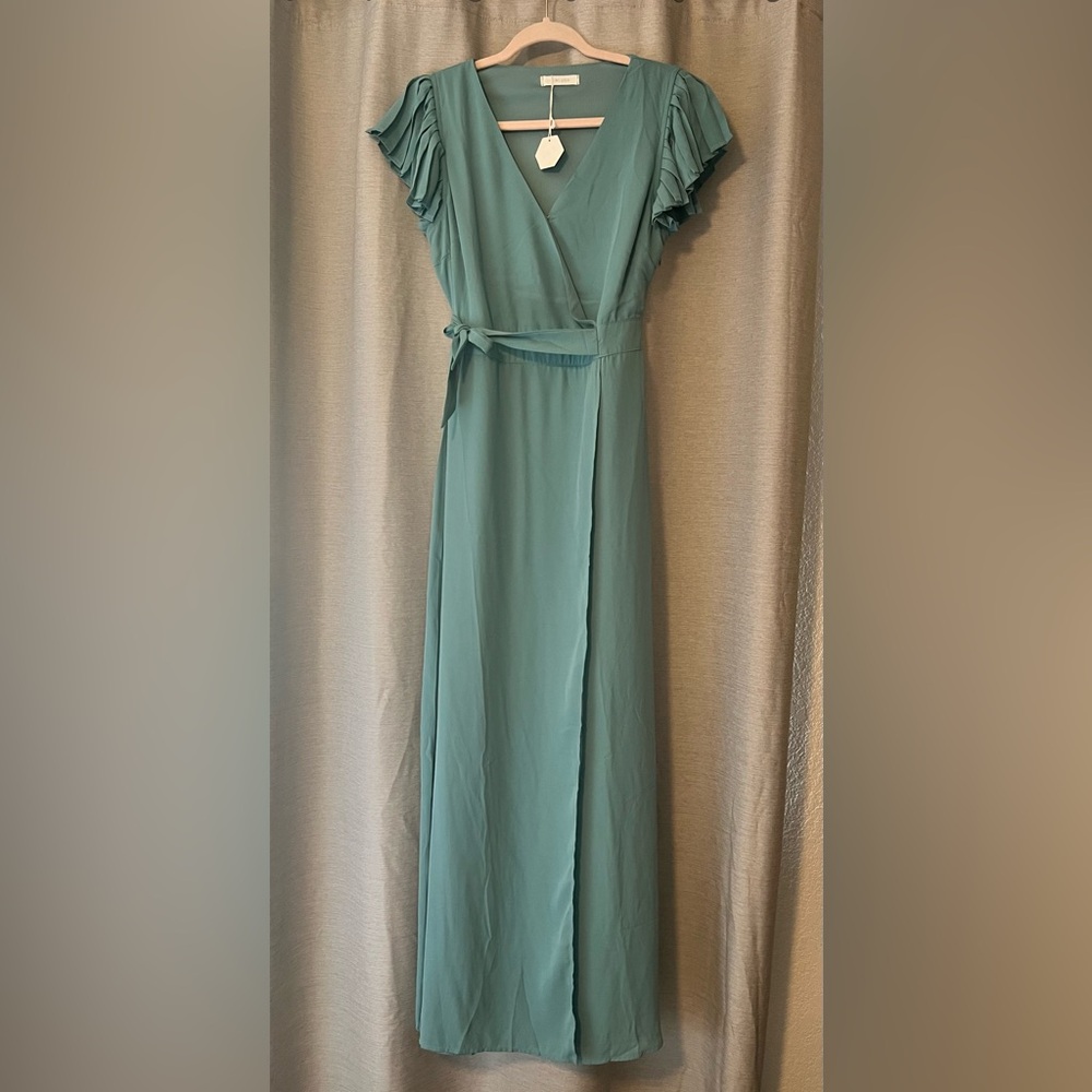 Pinkblush Seafoam Ruffle Sleeve Wrap Dress